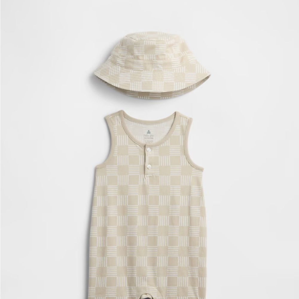 GAP Factory Beige Checkered Kids Matching Set